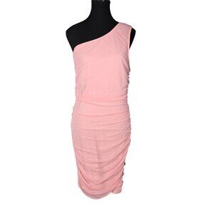 NWT | Pink One-Shoulder Ruched Bodycon Dress | Romantic Minimalist | L